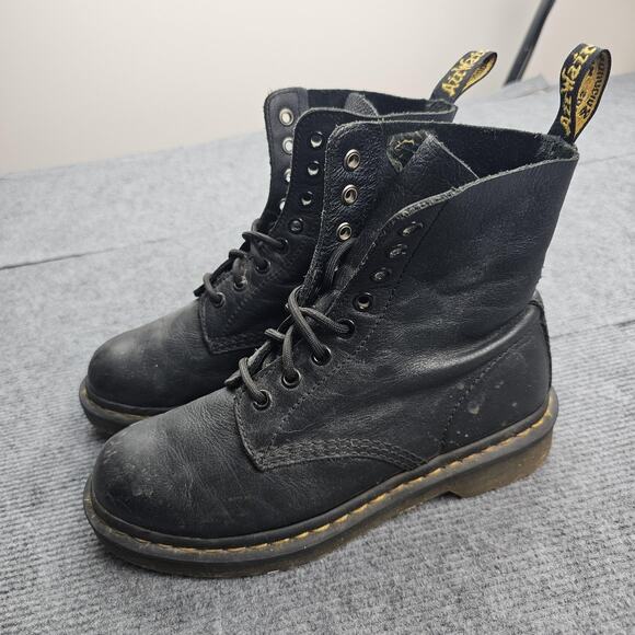 Dr Martens Pascal Boots Womens 7 Black 1460 Leather Lace Up Combat Utility Punk - Picture 1 of 8